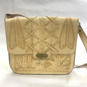 Mexican tooled leather shoulder bag